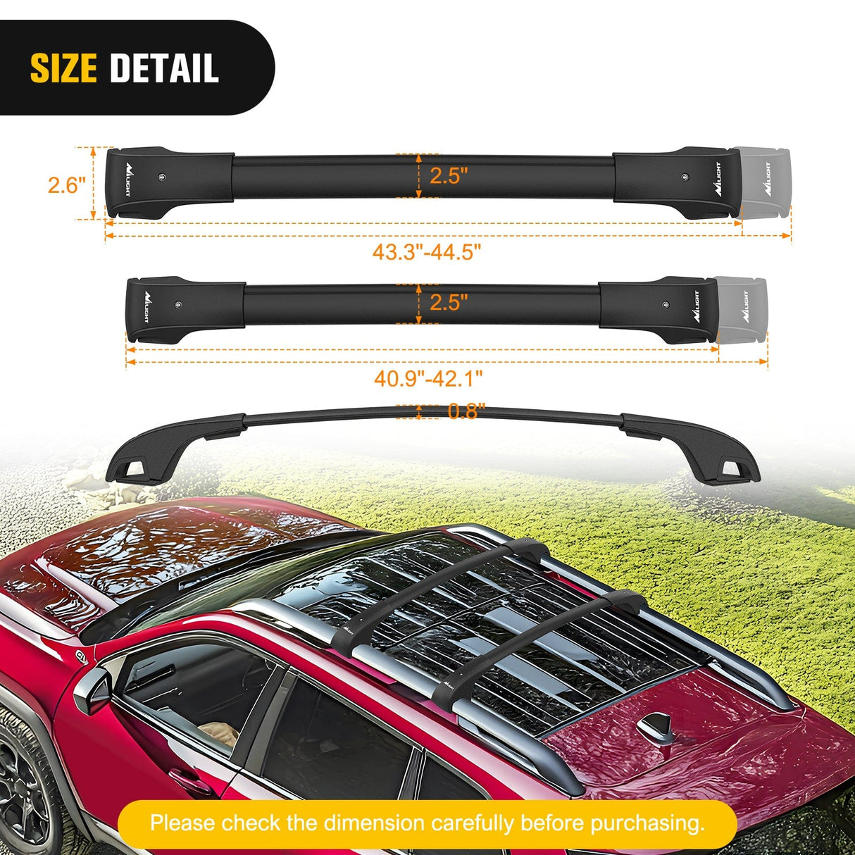 Nilight Aluminum Roof Rack Cross Bars Fit for Jeep Cherokee 2014-2023
