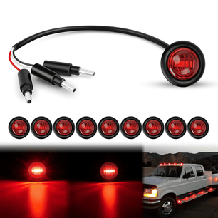 3/4” Red Round LED Marker Lights 3 Connectors (10 Pcs) Nilight