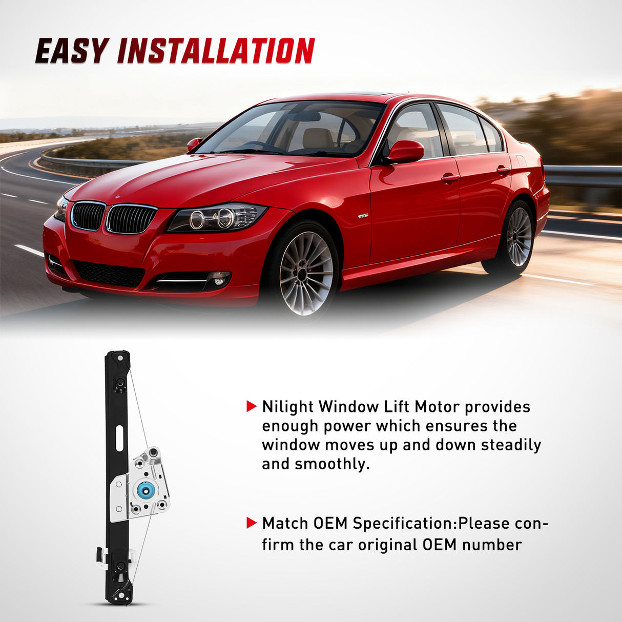 749-468 Rear Driver Side Power Window Regulator,Compatible with BMW E90 E91 323i 325i 325xi 328i 328i xDrive 330i 330xi 335i 335xi M3 2006 2007 2008 2009 2010 2011