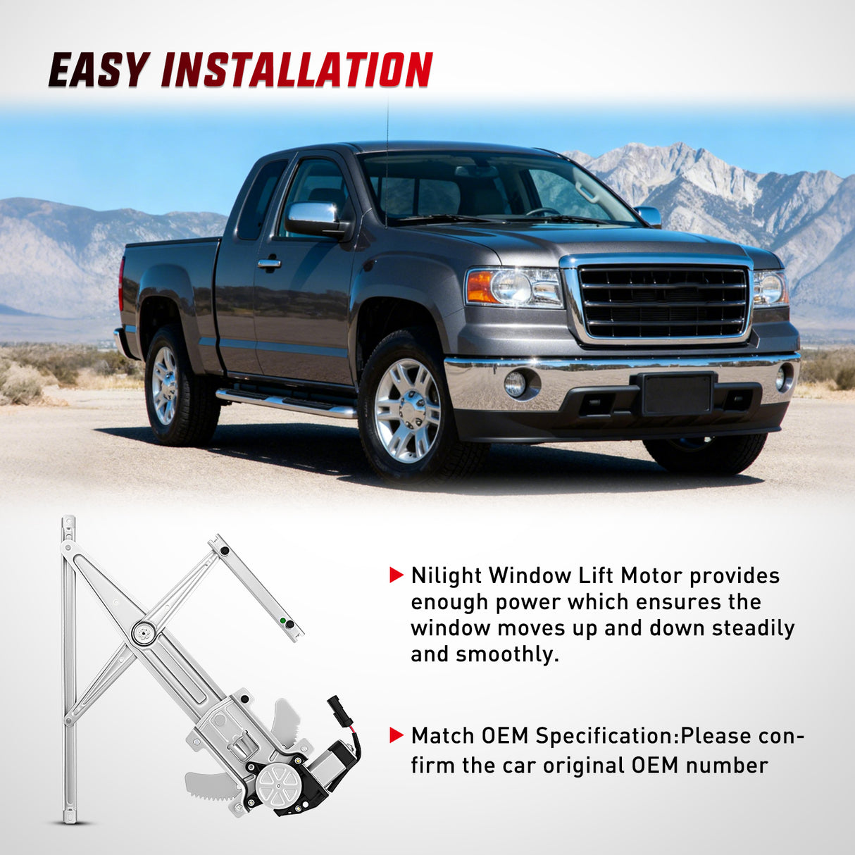 Window Regulator Front Passenger Window Regulator with Motor, Compatible with Chevy Colorado/GMC Canyon 2004 2005 2006 2007 2008 2009 2010 2011 2012, Power Window Lift Motor Assembly, 741-015