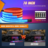 Nilight 2PCS 70 Inch Emergency Strobe Lights Strip 1125 LED Running Board Marker Light Red Blue Flexible Side Flashing Warning Caution Safety Waterproof for Truck Construction Vehicles Pickup