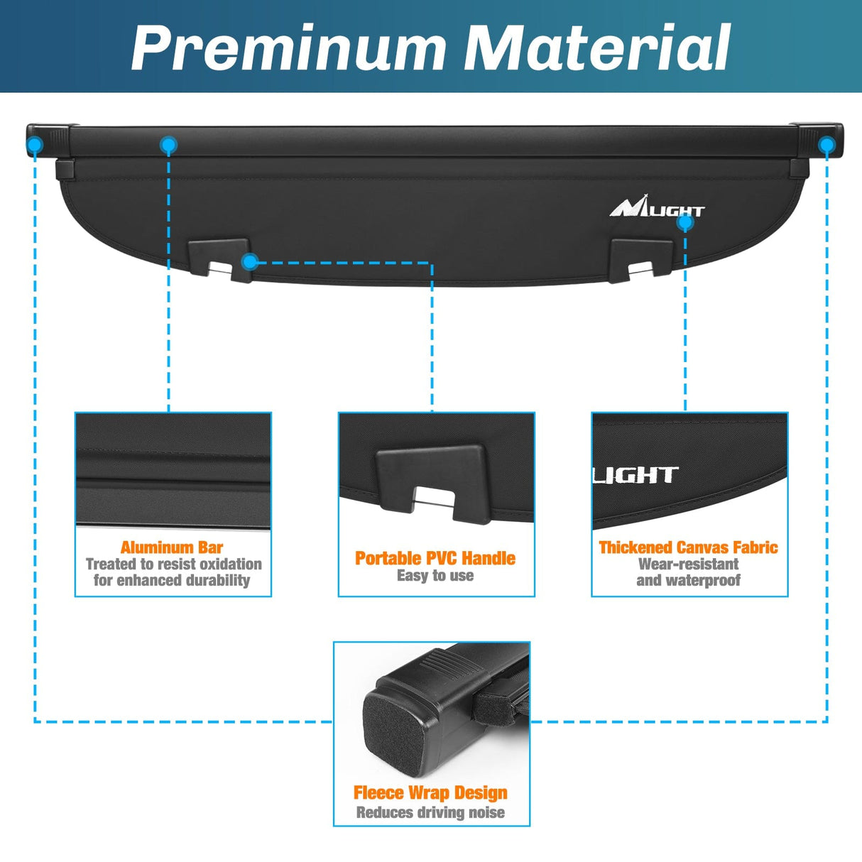 Nilight 2017-2025 Mazda CX-5 Retractable Trunk Cargo Cover With Trunk Storage Net