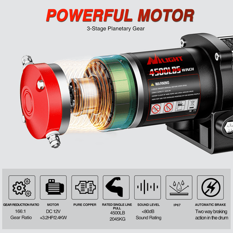 winch hook 4500 lb ATV/UTV Electric Winch Kit With Synthetic Winch Rope