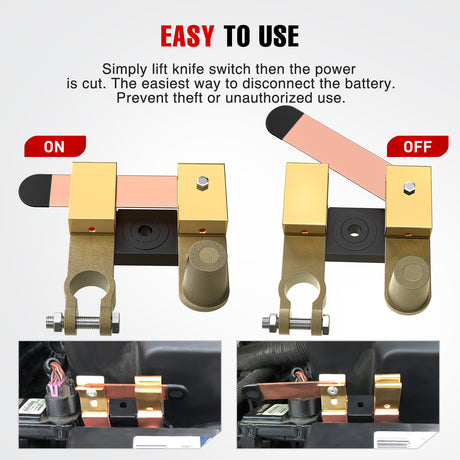 Nilight Top & Side Post Adjustable Knife Blade Master Kill Switch 12V 24V 250A Battery Negative Disconnect Shut Off Kill Power Isolator for Car Truck Marine RV Vehicle and Electrical Equipment