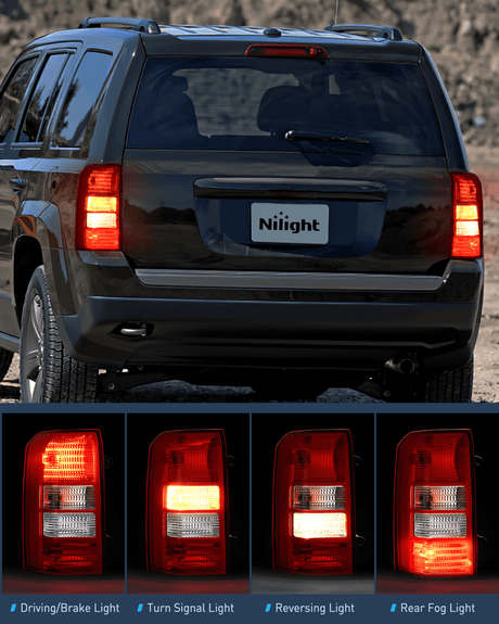Nilight Taillight Assembly Compatible with 2008 2009 2010 2011 2012 2013 2014 2015 2016 2017 Jeep Patriot Tail Light OE Style Rear Lamp Replacement Driver Side w/Bulbs