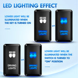 Driving Lights Push Button Switch 12V ON Off Switches with Connector Wire Kit 1.54Inch x 0.83Inch Replacement for Toyota FJ Cruiser Fortuner Ta coma Highlander Tundra 4Runner Prado Land Cruiser