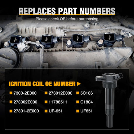 ignition coil pack 4pcs Ignition Coil Packs Fit UF651 for Hyundai KIA 2011 2012 2013 2014 2015 2016 2017 2018 2019 2020 Tucson Elantra Soul FORTE 1.8 2.0L OE# 5C1861 C1804 1788511 273002E000