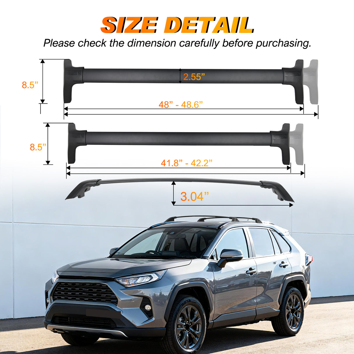 2019 2020 2021 2022 2023 Toyota RAV4 Roof Rack Cross Bars Aluminum Anti-Theft Lock