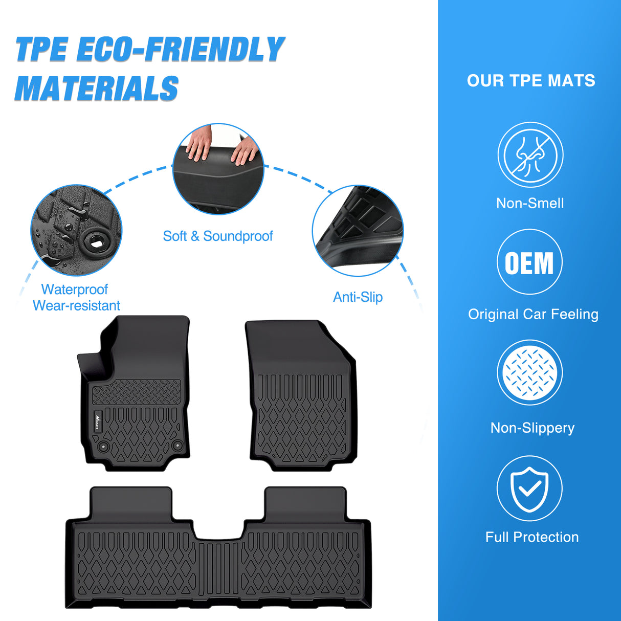 Nilight TPE Floor Mats for Chevy Equinox GMC Terrain 2018 2019 2020 2021 2022 2023 2024,All Weather Custom Fit Heavy Duty Floor Liners