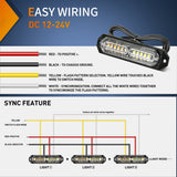 Nilight 8PCS 12LED Amber White Emergency Strobe Lights