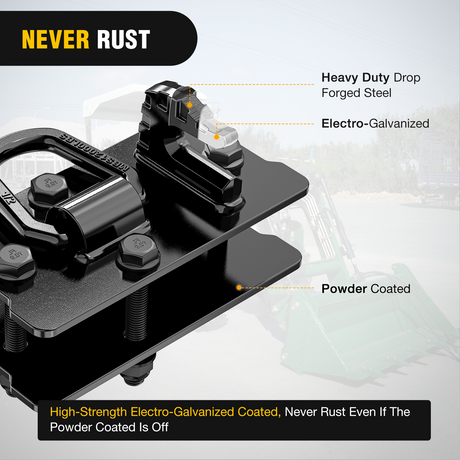 Nilight 2PCS Tractor Bucket Hooks with Tie Down Ring, Bolt-On Grab Hook with Back Plates Compatible with Trailer RV UTV Truck, Grade 70 Grade Forged Steel Max 15000 lbs, Black