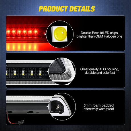 Nilight 2009-2014 Ford F150 Third Brake Light Clear Lens