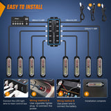 Nilight 8PCS Led Strobe Lights with Controller 12V 24V Sync Feature Red White Strobe Light 12 LED Surface Mount Emergency Hazard Warning Lights with Strobe Controller for Vehicle Car Truck RV ATV