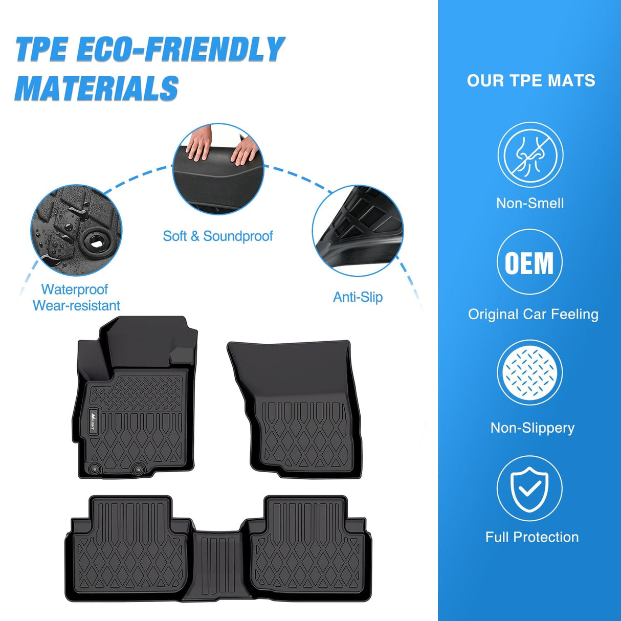 Floor Mat TPE Floor Mats for Mitsubishi Eclipse Cross 2018 2019 2020 2021 2022 2023 2024 2025 All Weather Custom Fit Heavy Duty Floor Liners