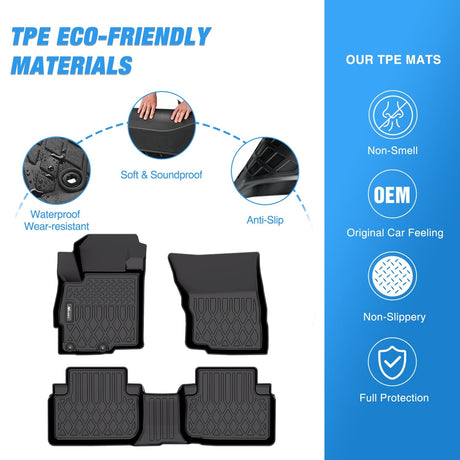 Floor Mat TPE Floor Mats for Mitsubishi Eclipse Cross 2018 2019 2020 2021 2022 2023 2024 2025 All Weather Custom Fit Heavy Duty Floor Liners