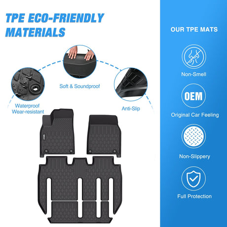 Floor Mat 2022 2023 2024 2025 Tesla Model X 7 Seats TPE Floor Mats