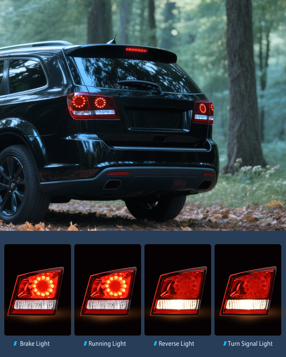 Nilight Taillight Assembly Compatible with 2011 2012 2013 2014 2015 2016 2017 2018 2019 2020 Dodge Journey Inner Tail Light Right Passenger Side