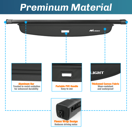 Nilight 2015 2016 2017 2018 2019 2020 2021 2022 2023 Ford Edge Retractable Trunk Cargo Cover With Trunk Storage Net