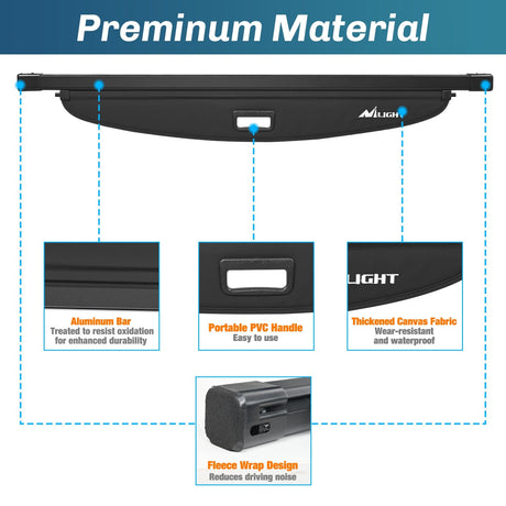 Nilight 2017-2022 Chevrolet Blazer Retractable Trunk Cargo Cover With Trunk Storage Net