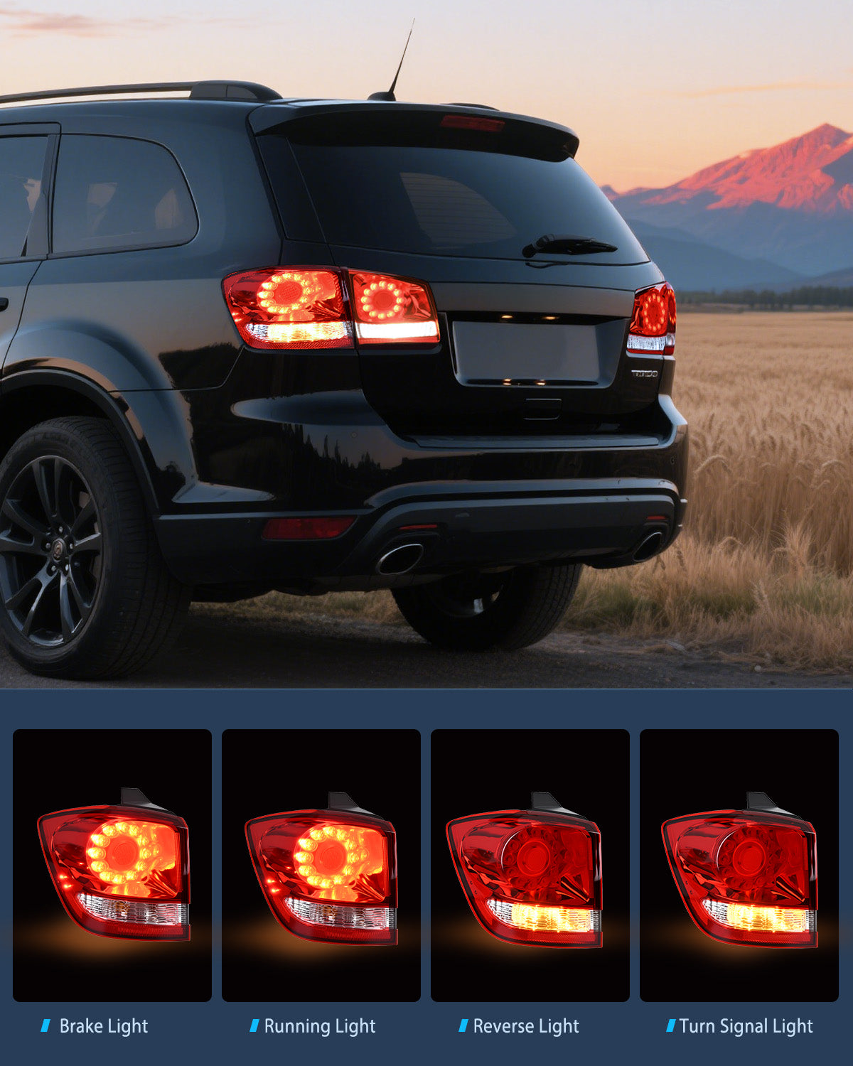 Nilight Taillight Assembly Compatible with 2011 2012 2013 2014 2015 2016 2017 2018 2019 2020 Dodge Journey Outer Tail Light Left Drive Side