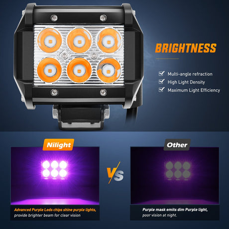 4 Inch 18W Purple Beam LED Light Pods (Pair) Nilight
