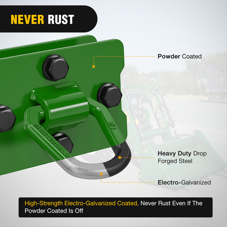 Nilight 2Pcs 1/2inch D Rings for Trailers Heavy Duty Trailer Tie Down Rings, Incl. Mounting Hardware, Forged Steel Bolt-On Grab with Back Plates Compatible with Tractor RV UTV Truck, Max 12000Lbs, Green