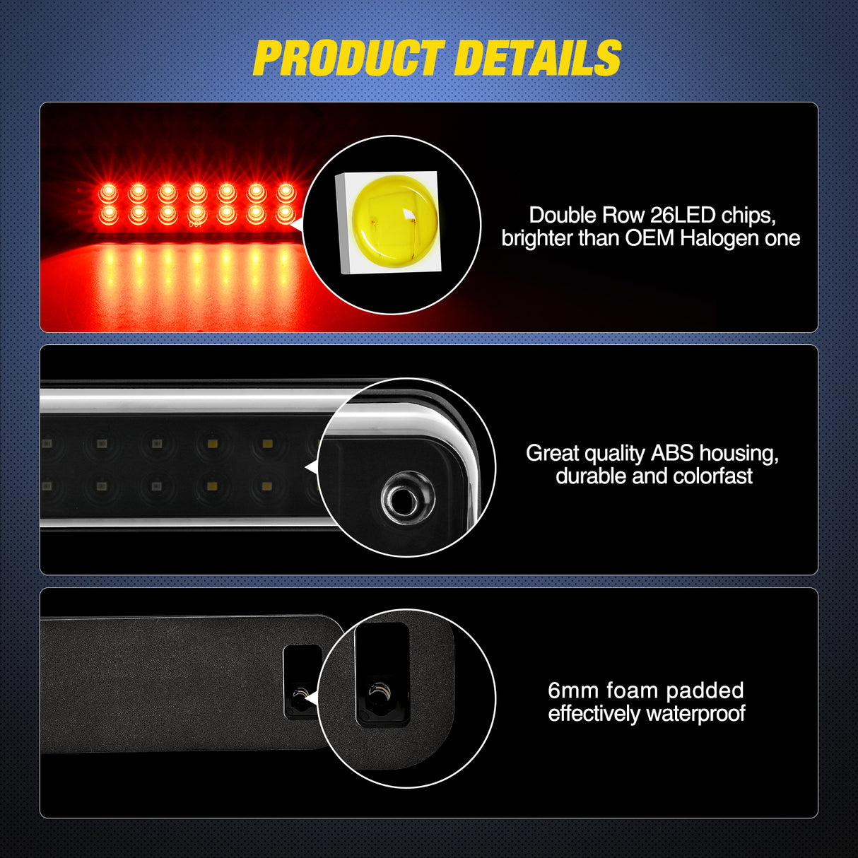 Third Brake Light Third Brake Light Tail High Mount 3rd Stop Cargo Reverse Lights Smoked Lens Compatible with Chevy GMC C/K Series 1500 2500 3500 1988-2000 Chevrolet Blazer 1992 1993 Chevy Silverado 1994-1998