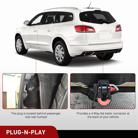 Wiring Harness Kit 4 Pin Trailer Wiring Harness Kit 56245 Vehicle Side Custom for 2013 2014 2015 2016 2017 Buick Enclave; Chevrolet Traverse  GMC Acadia Limited (Hitch Factory Tow Package Required)