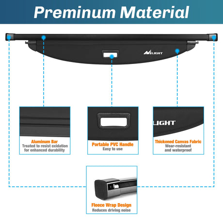 Nilight 2020-2025 Kia Telluride Retractable Trunk Cargo Cover With Trunk Storage Net