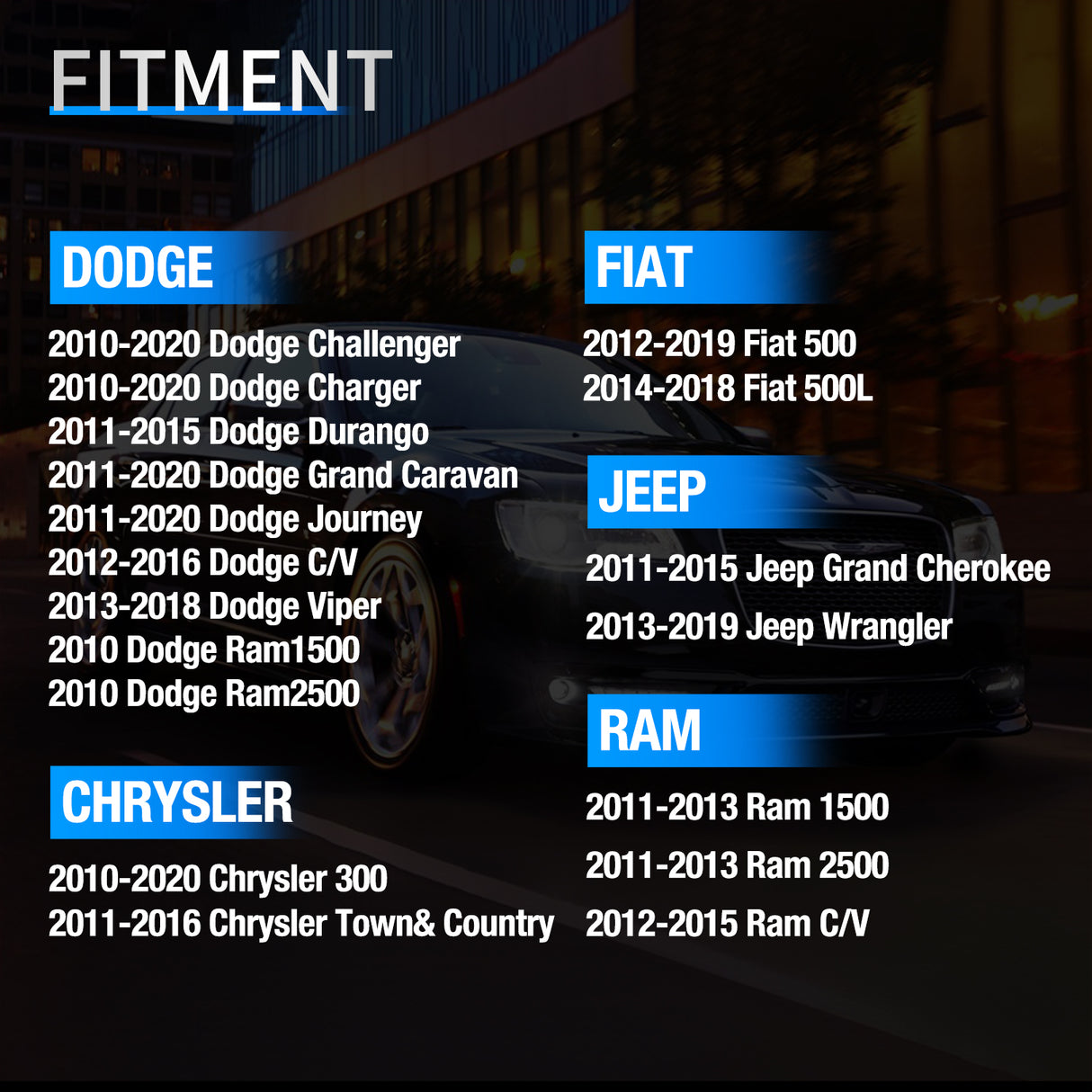 Nilight TPMS Sensor Compatible with 2010 2011 2012 2013 2014 2015 2016 2017 2018 2019 2020 Dodge Chrysler Jeep 2012-2019 Fiat 500 2011-2013 Ram 433Mhz Tire Pressure Monitoring Sensors