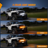LED Light Bar 20Inch Off-Road LED Light Bar, 420W 3 Lighting Modes (White/Amber/White&Amber) Driving Fog Light Spot Flood Lights with 16AWG Wiring Harness for Truck Car ATV SUV Jeep Boat