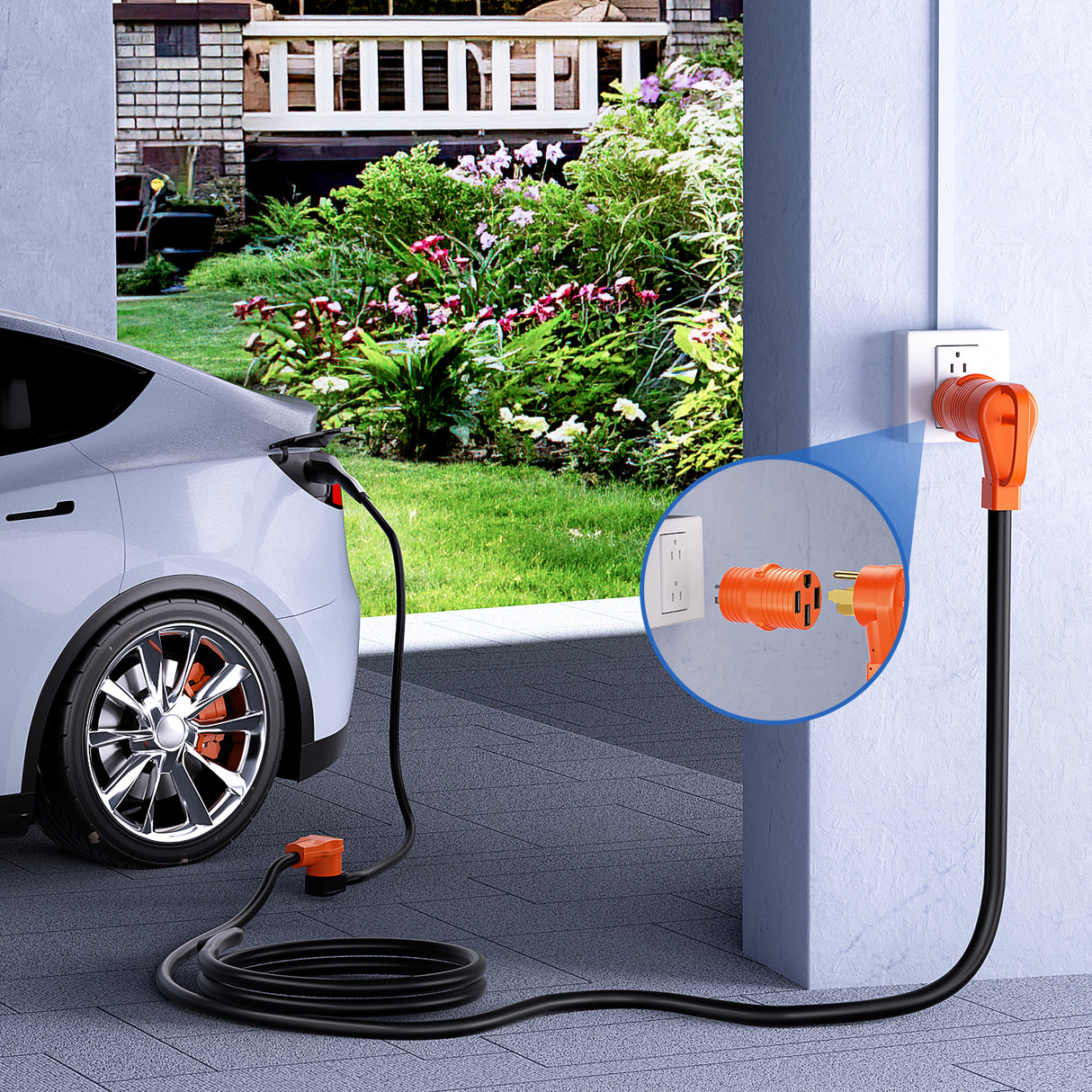 15Amp to 50Amp RV Power Adapter 125 Volt Heavy Duty RV Plug 5-15P to 14-50R 15A Male to 50A Female Receptacle for RV/EV Camper Caravan Trailer Generator