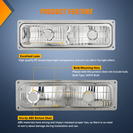 Signal Light Parking Turn Signal Light Compatible with 1988 1989 1990 1991 1992 1993 1994 1995 1996 1997 1998 Chevy GMC C10 C/K 1988-1999 Silverado Suburban Sierra Blazer Tahoe Yukon Front Bumper Lights