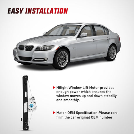 Nilight 749-468 Rear Driver Side Power Window Regulator,Compatible with BMW E90 E91 323i 325i 325xi 328i 328i xDrive 330i 330xi 335i 335xi M3 2006 2007 2008 2009 2010 2011