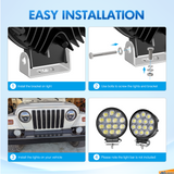 Nilight 2PCS Stainless Steel Mounting Base Brackets Adjustable Mount Bracket Kits for Round and Square 4.5Inch 27W 42W LED Light Bar