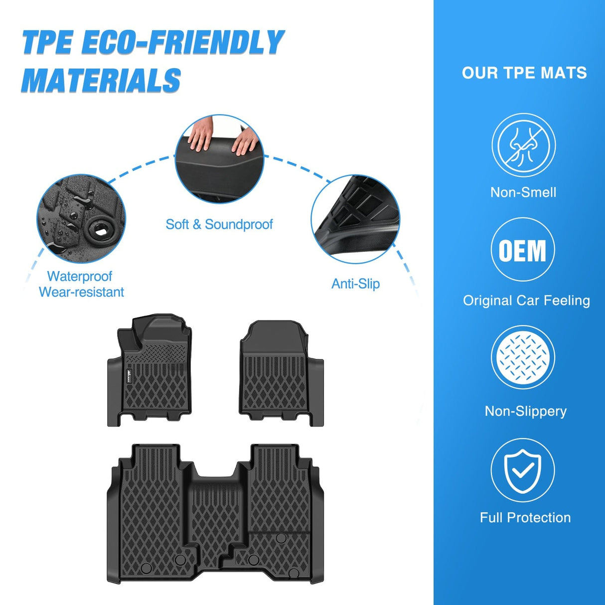 Nilight 2024 2025 2026 TPE Floor Mats for Chevy Chevrolet Silverado EV WT All Weather Custom Fit Heavy Duty Floor Liners