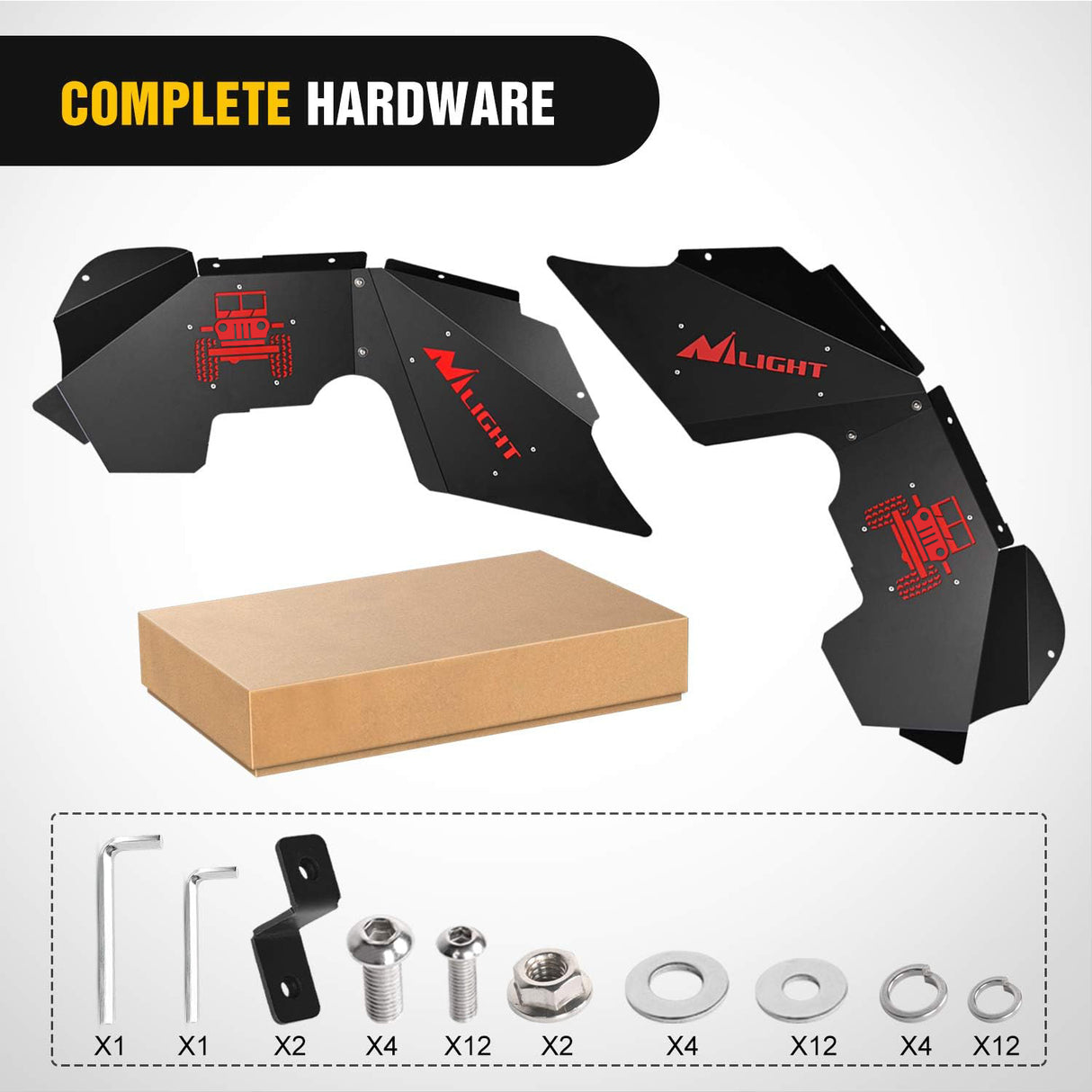 Front Inner Fender Liners For 2007 2008 2009 2010 2011 2012 2013 2014 2015 2016 2017 2018 Wrangler JK & JKU Unlimited