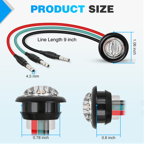 Nilight 3/4Inch Dual Color Marker Light 10PCS Red to Green Brake Auxiliary Side Marker Clearance Indicator Bullet Lights 3 Plug IP68 Waterproof for Trailer Truck Pickup Camper RV ATV UTV Van Bus