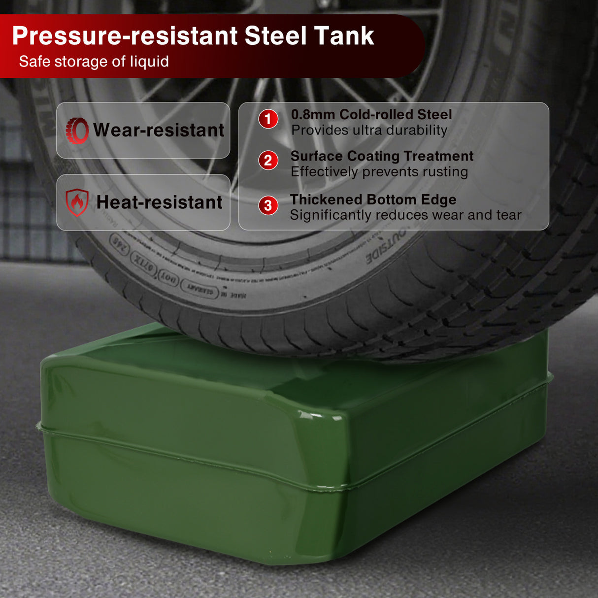 Gas Can Metal Gas Can 5 Gallon with Spout System and Handle, 20 Litre Metal Container for Gasoline Trucks Cars ATV Motorcycle Equipment, No Spill Steel Safety Gas Fuel Cans Green, 1 Pack