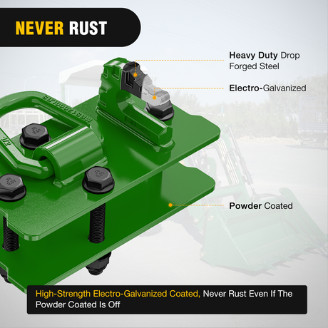 Nilight 2PCS Tractor Bucket Hooks with Tie Down Ring, Bolt-On Grab Hook with Back Plates Compatible with Trailer RV UTV Truck, Grade 70 Grade Forged Steel Max 15000 lbs, Green