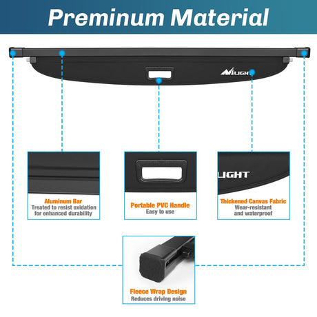 Nilight Trunk Cargo Cover for Subaru Crosstrek Impreza 2018 2019 2020 2023 2024, Retractable Security Shade Rear Cargo Cover, with Trunk Storage Net, 1-Pack
