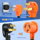 EV Dryer Y Splitter Adapter Cord 30 Amp Male Plug to Two 30Amp Female Receptacle 3 Prong 125V/250V 7500 Watt Pure Copper Conversion Heavy Duty STW 10 AWG Cable 10-30P 10-30R 30M/30F