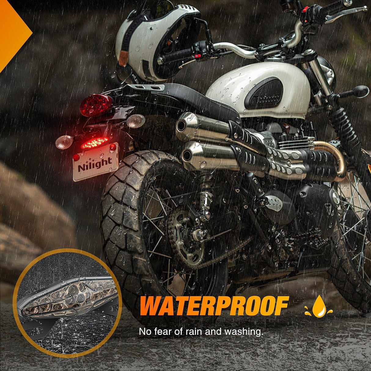 Taillight Assembly Motorcycle Tail Lights LED Brake Running Light with License Plate Bracket Dirt Bike Rear Lighting Compatible with Honda Yamaha Kawasaki Suzuki Chopper Turing Cruiser, Red