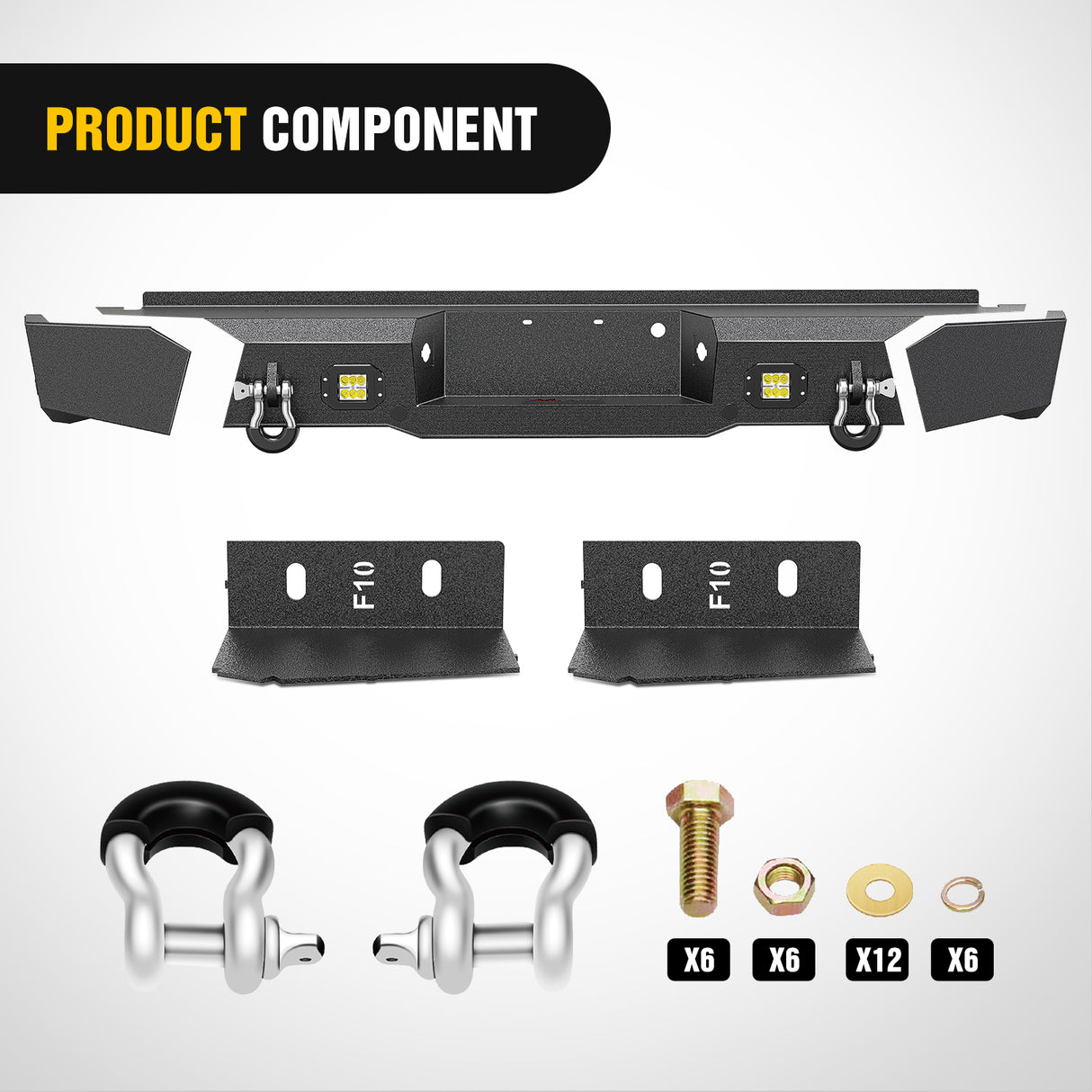 Nilight Rear Step Bumper Compatible with 2011 2012 2013 2014 2015 2016 3rd Gen Ford F250 F350 F450 Super Duty Pickup Truck Bumper with LED Lights, Sensor Holes and D-rings