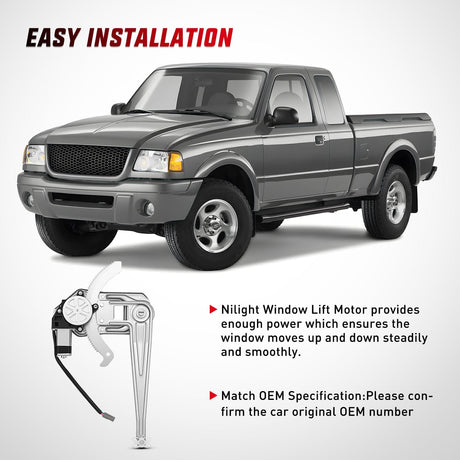 Nilight Power Window Regulator with Motor Assembly Replacement for Ford Ranger 2011-1993, Front Driver Side, 741-831