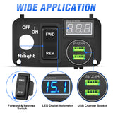 Nilight Golf Cart Key Switch Console Panel 9V-48V DC with Forward Reverse 3PIN Rocker Switches 4.8A Dual USB Quick Charger LED Digital Voltmeter for EZGO TXT PDS
