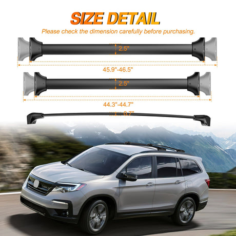 Aluminum Roof Rack Cross Bars Fit for Honda Pilot 2016 2017 2018 2019 2020 2021 2022 LX EX EX-L with Flush Rails Fixed Point