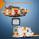 Nilight 12LED Magnetic Wireless Trailer Lights 2PCS Rechargeable Portable Hazard Beacon Warning Light Red and Blue Emergency Strobe Light for Trucks Trailers Vehicles Cars Bus Surface Mount