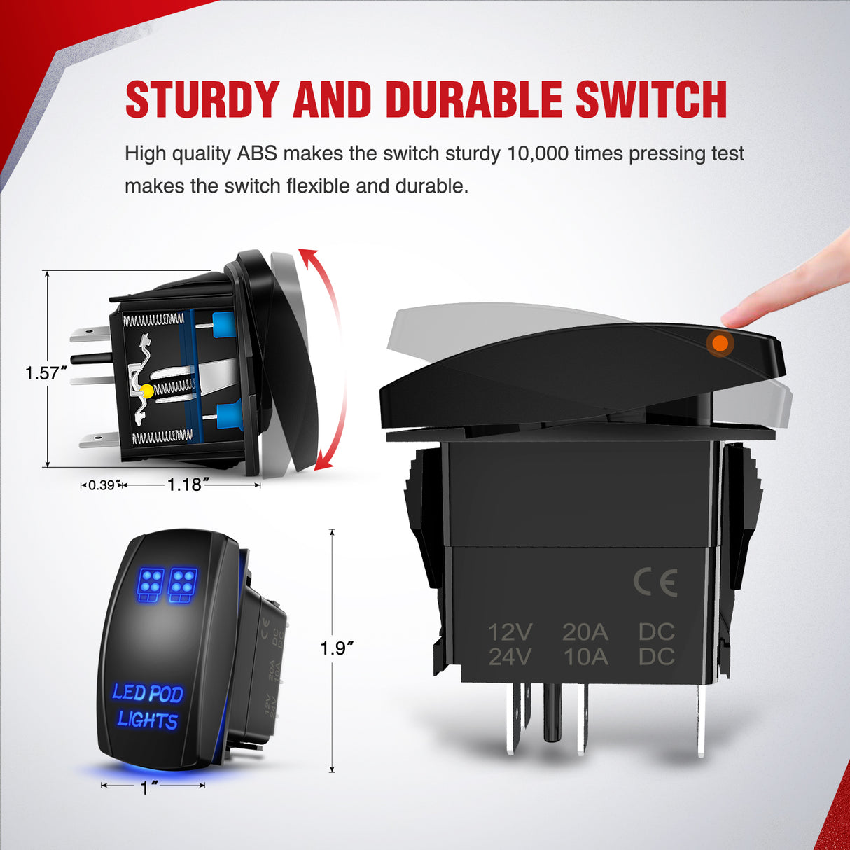 Nilight 16AWG LED POD Lights Wiring Harness Kit 12V On Off 5Pin Rocker Switch Laser Waterproof Toggle Power Relay Blade Fuse for Cars Jeep Boat ATV Trucks - 4 Leads Bule