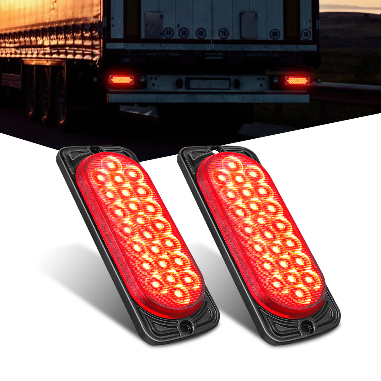 Nilight 5.5 Inch Aluminum Housing Tail Light 2 PCS 24 LED Red Running Brake Turn Signals Marker Lights Surface Mount IP67 Waterproof for 10-30V RV Camper Trailer Truck Bus Boat
